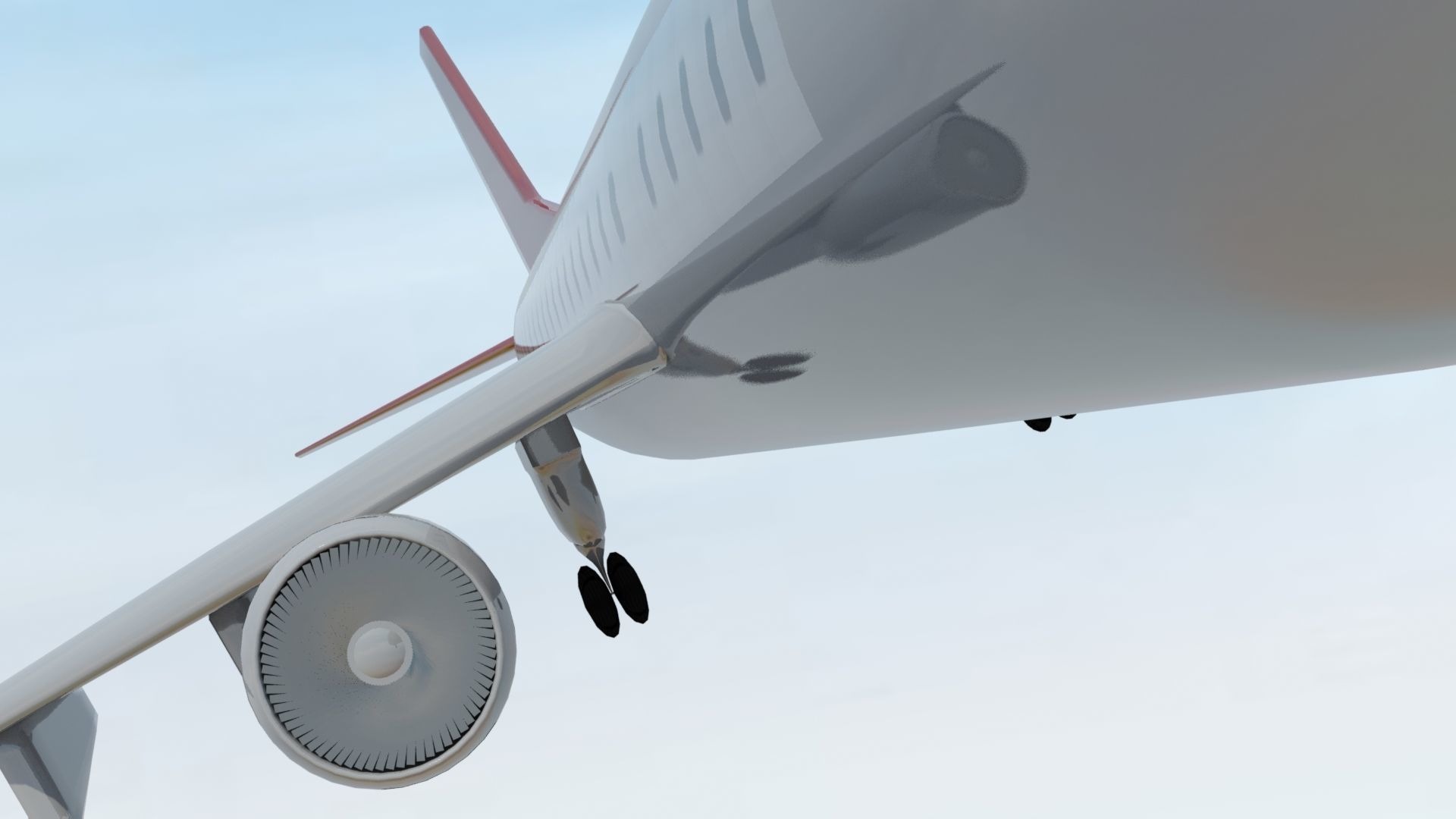 Aircraft LowPoly passenger airplane flying in sky Low-poly 3D model_14