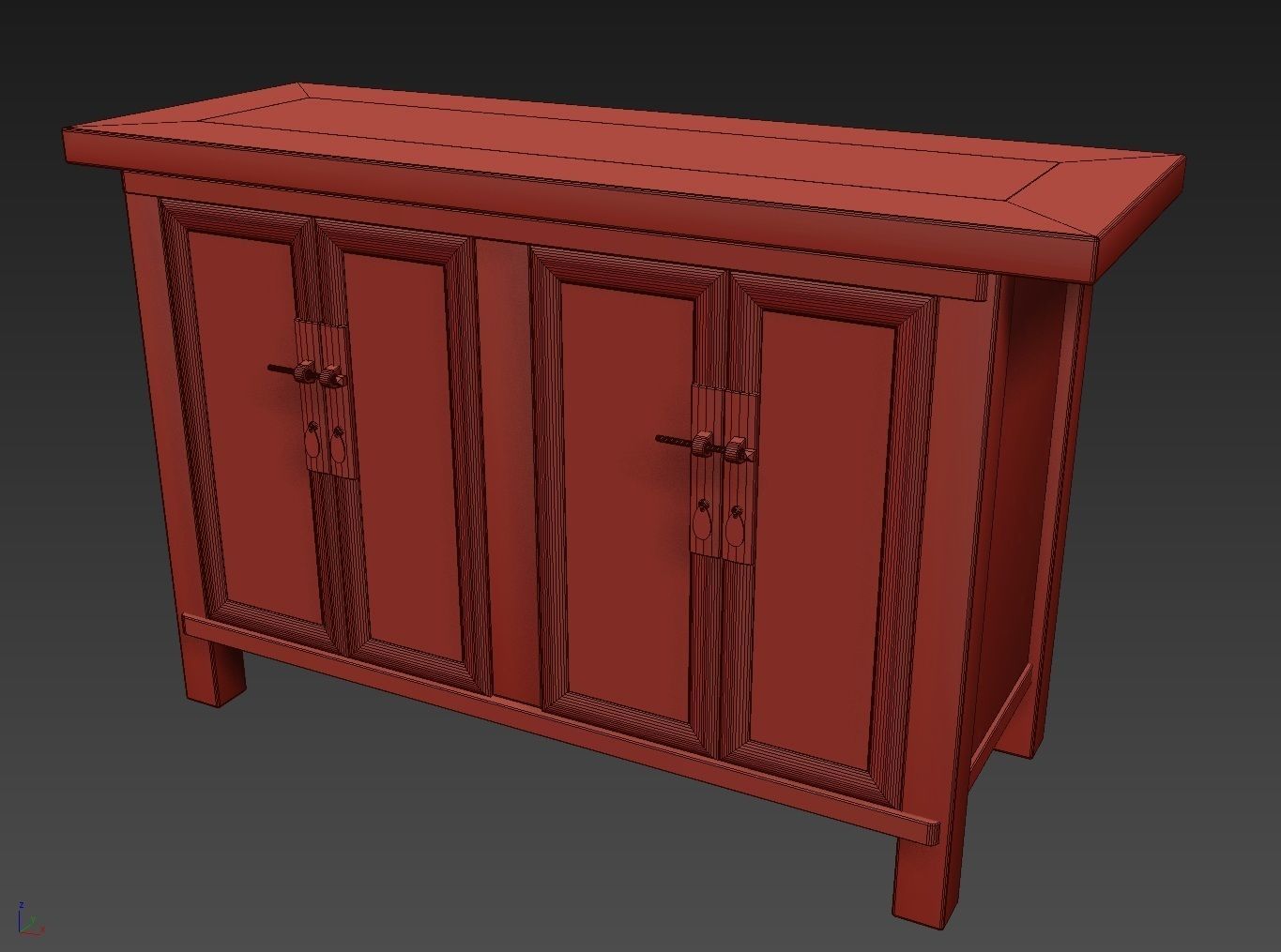 Commode 1 cabinet with two doors 3D model_4
