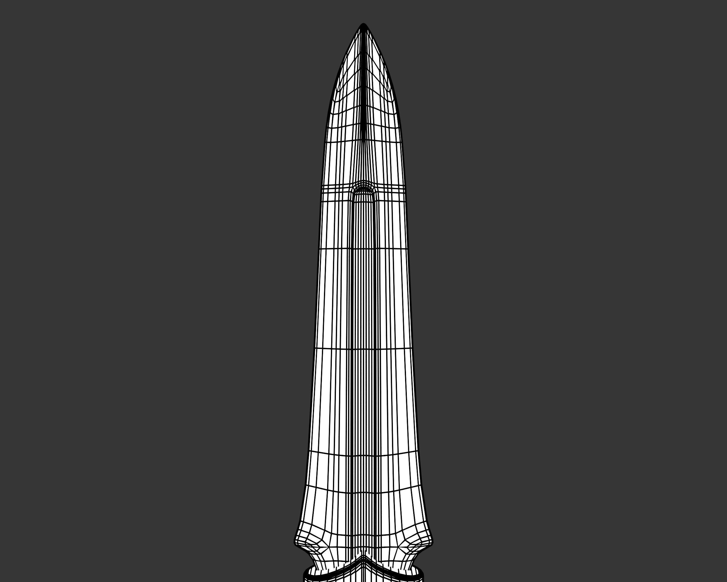 Medieval Noble Weapon Knife Low-poly 3D model_11