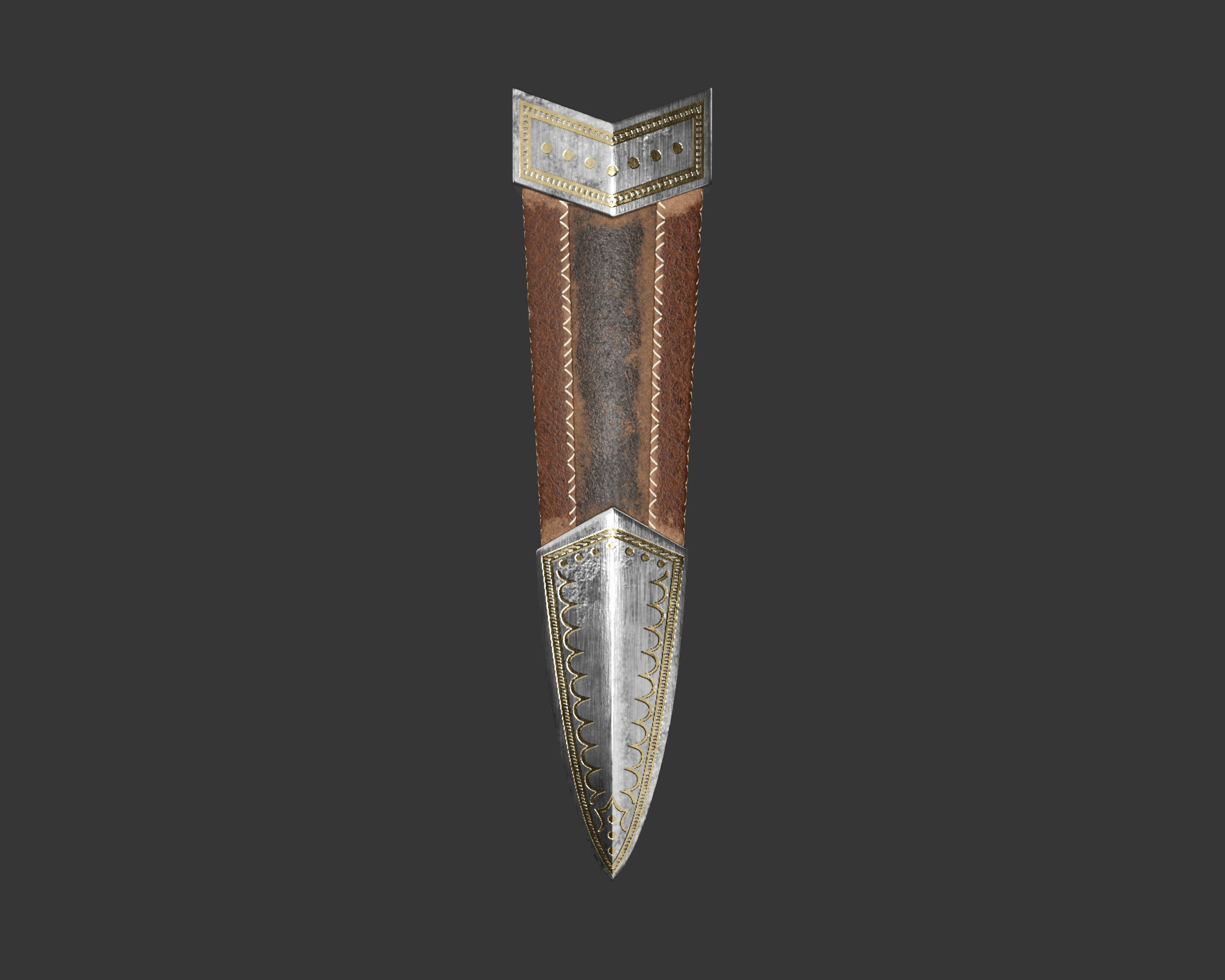 Medieval Noble Weapon Knife Low-poly 3D model_16