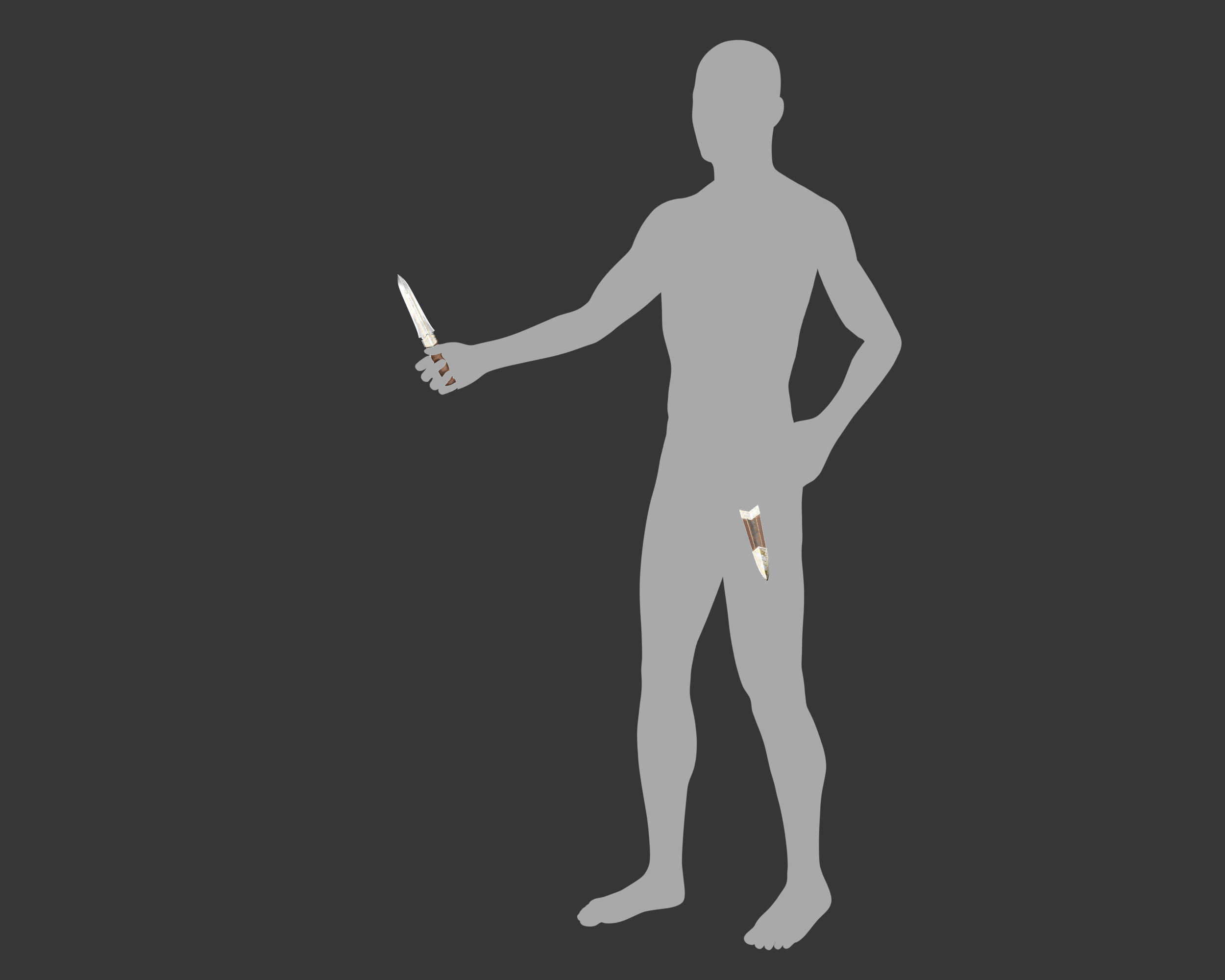 Medieval Noble Weapon Knife Low-poly 3D model_19