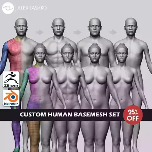 Custom Human Basemesh Set 3D Model Collection