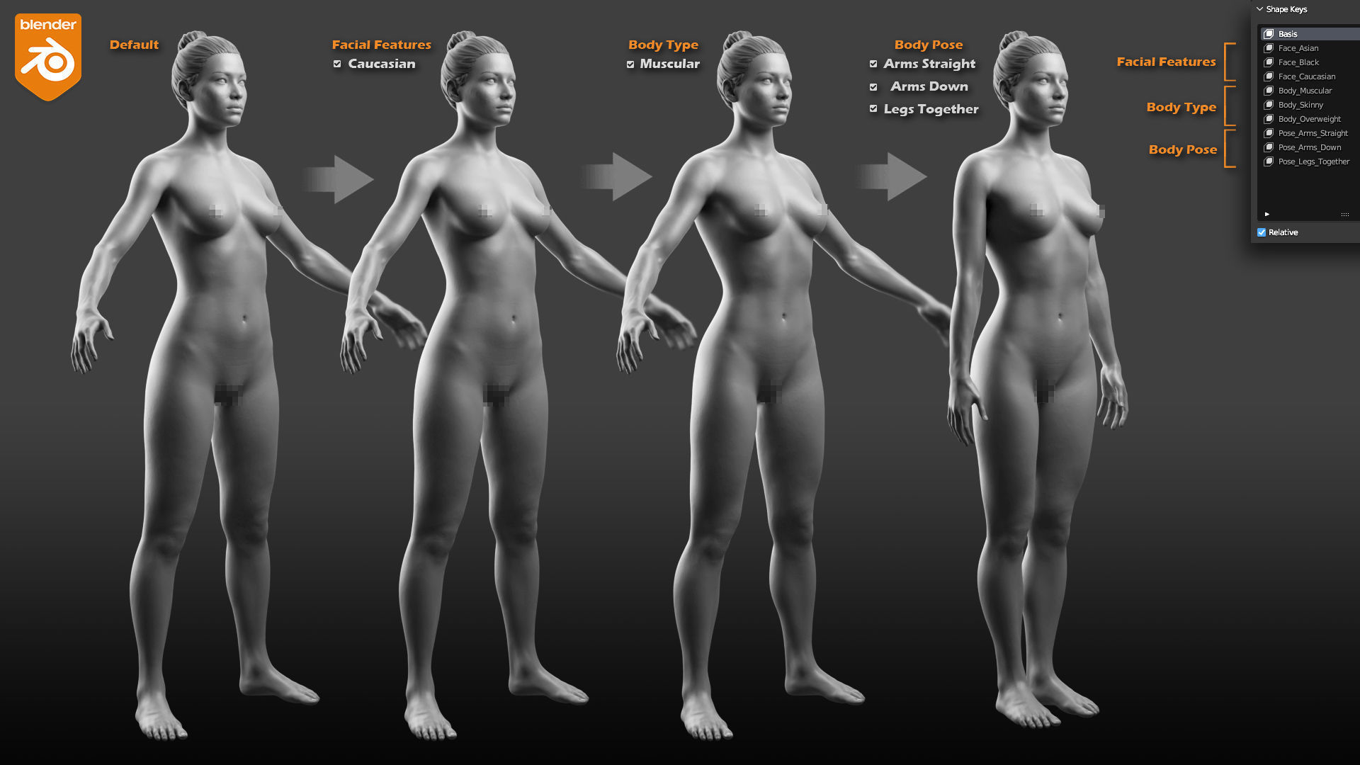 Custom Human Basemesh Set 3D Model Collection_43