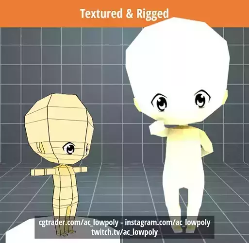 Low Poly Chibi Rigged Textured Character Low-poly 3D model