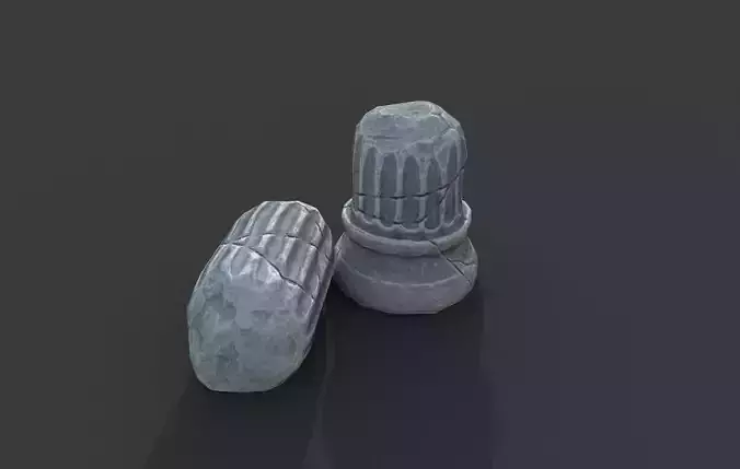 Broken Roman Column 2 Low-poly 3D model