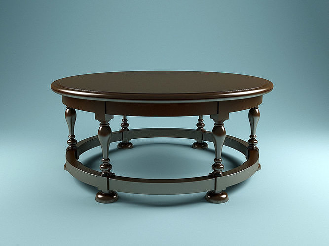 Wooden Round Table 3D model