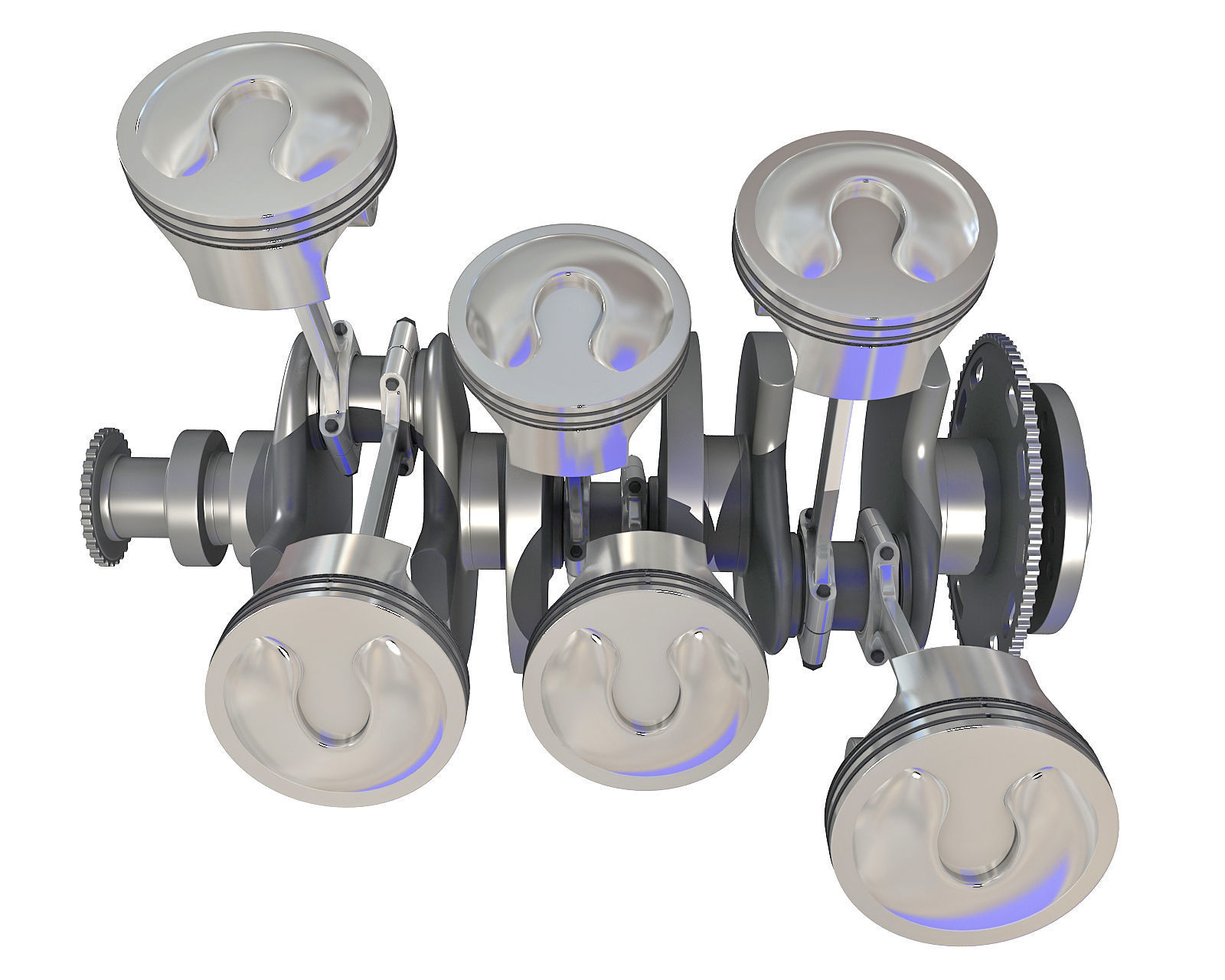 V6 Engine Cylinders 3D model_9