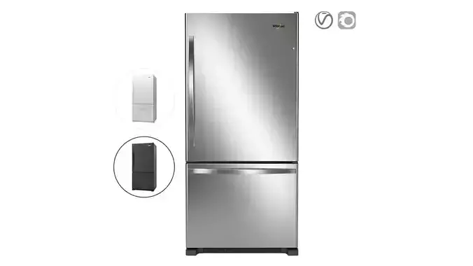Whirlpool 33-inches wide Bottom-Freezer Refrigerator 3D model
