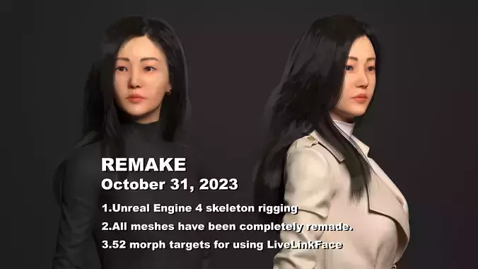 The Character Ji  Remake  Lowpoly Game ready Low-poly 3D model