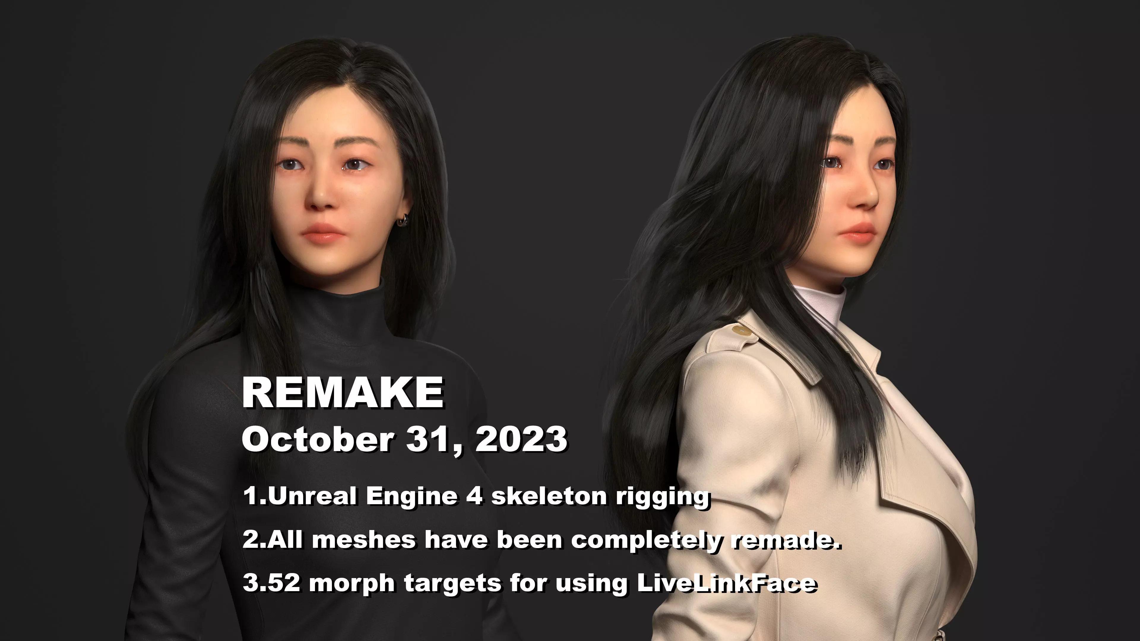 The Character Ji Remake Lowpoly Game ready Low-poly 3D model