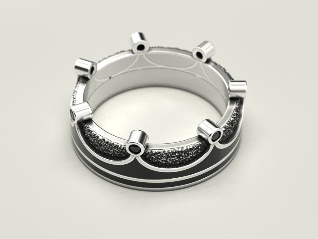 Ring Crown with enamel 3D print model_4