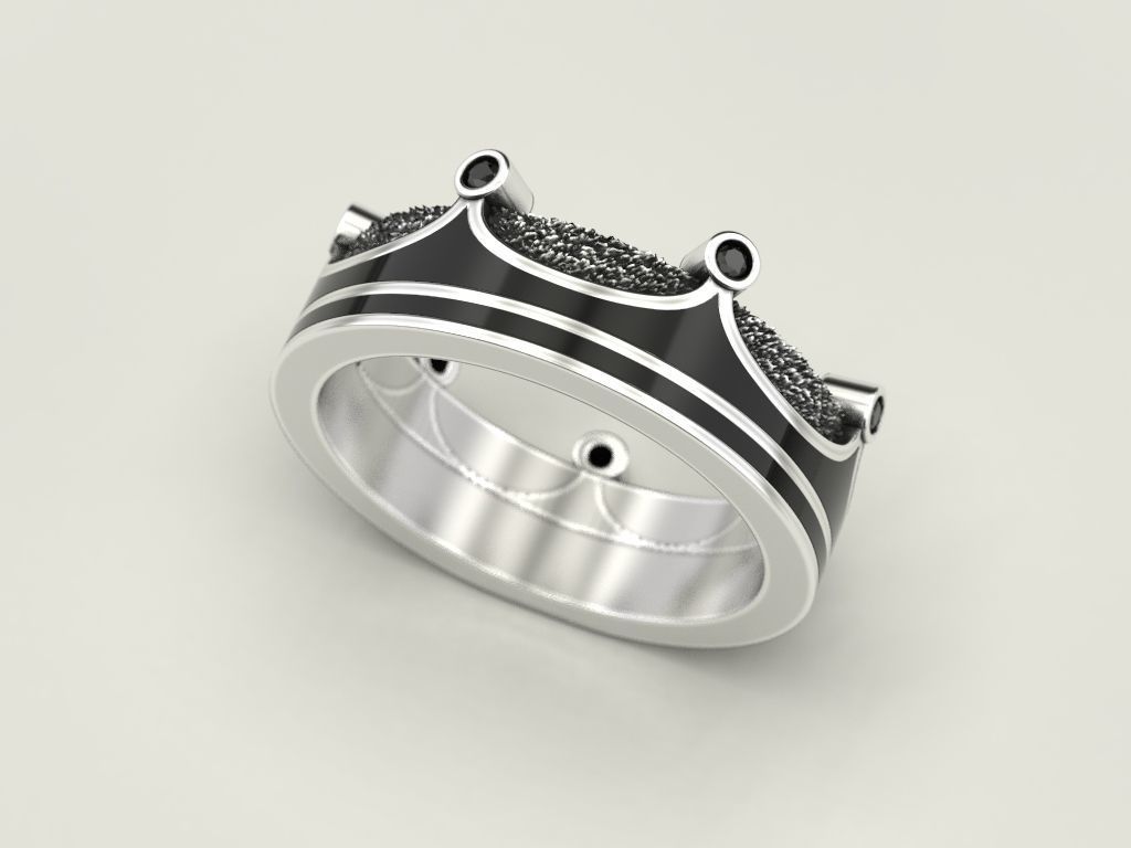 Ring Crown with enamel 3D print model_3