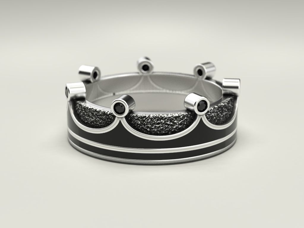 Ring Crown with enamel 3D print model_2