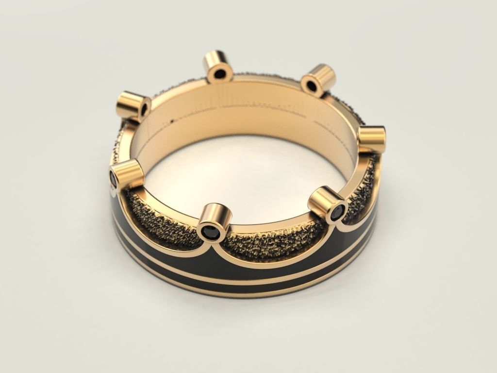 Ring Crown with enamel 3D print model_1