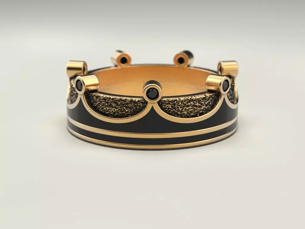 Ring Crown with enamel 3D print model_0