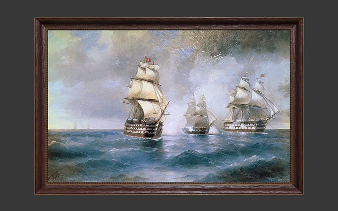 Wooden Frame With Painting Low-poly 3D model