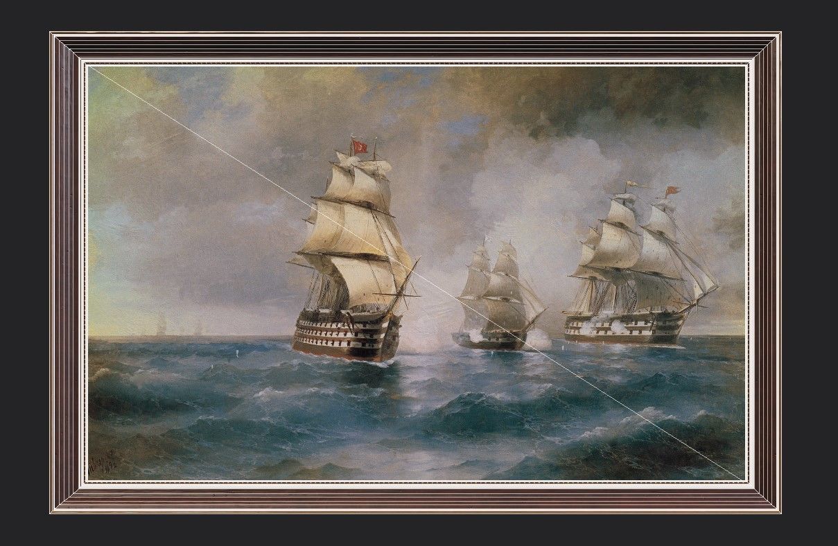 Wooden Frame With Painting Low-poly 3D model_6