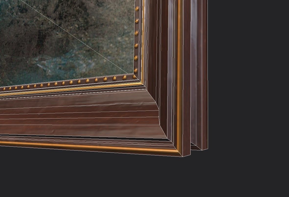 Wooden Frame With Painting Low-poly 3D model_5