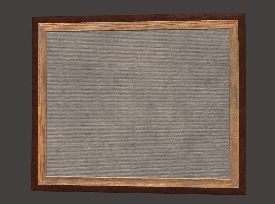 Wooden Frame With Painting Low-poly 3D model_6