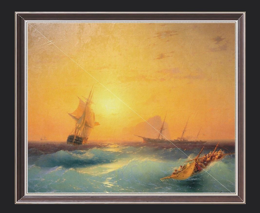 Wooden Frame With Painting Low-poly 3D model_5