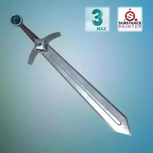 Medieval Sword Low Poly PBR model