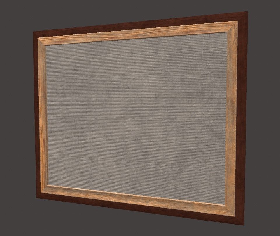 Wooden Frame With Sea Painting Low-poly 3D model_6