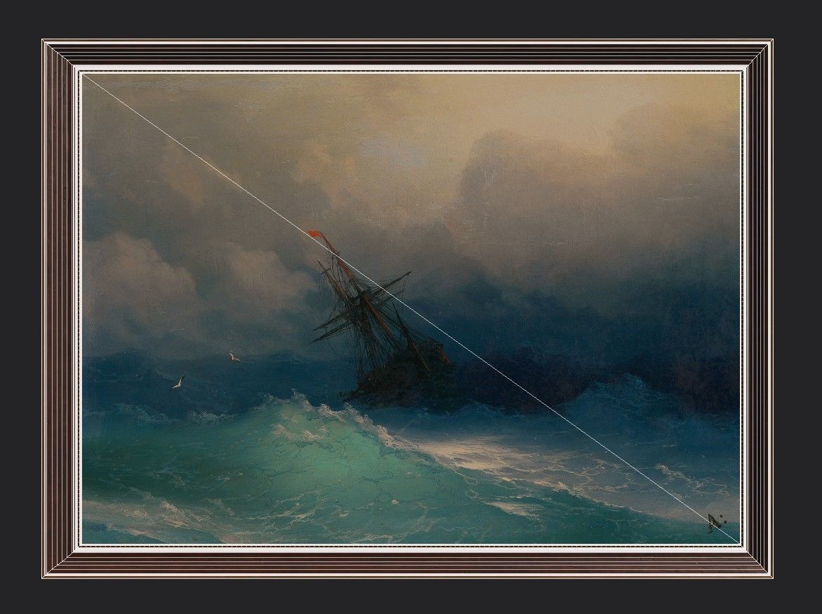 Wooden Frame With Sea Painting Low-poly 3D model_5