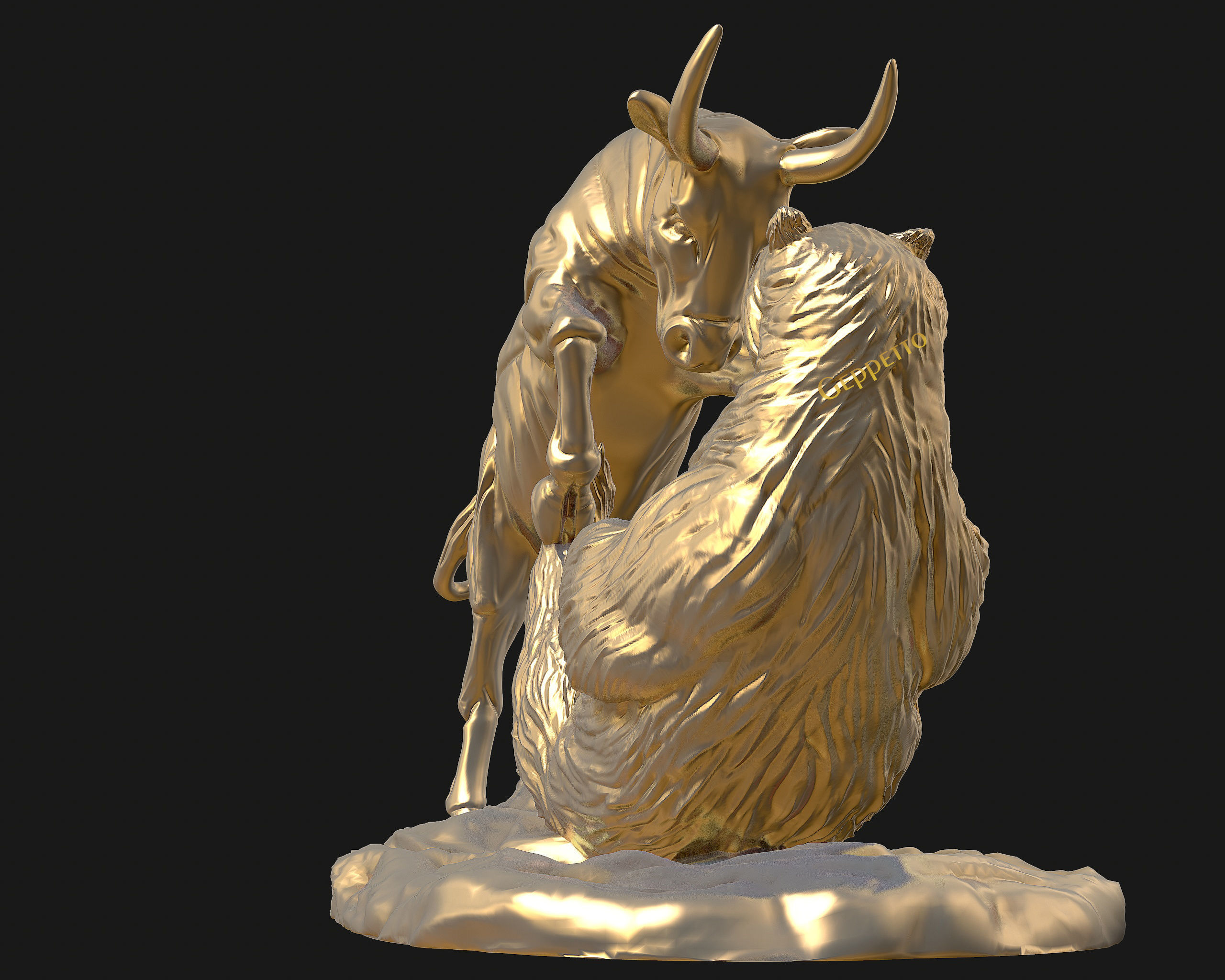 Bull vs Bear sculpture Ready to Print 3D print model_22