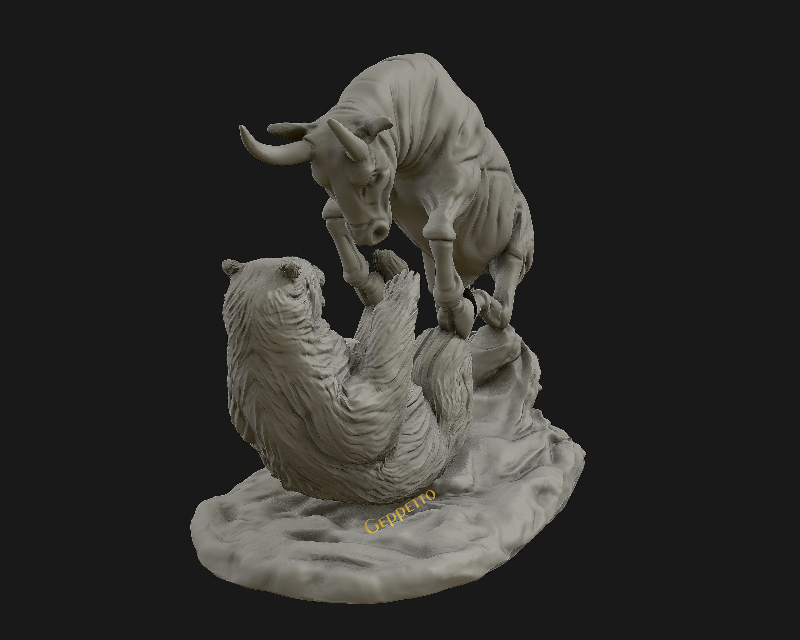 Bull vs Bear sculpture Ready to Print 3D print model_30