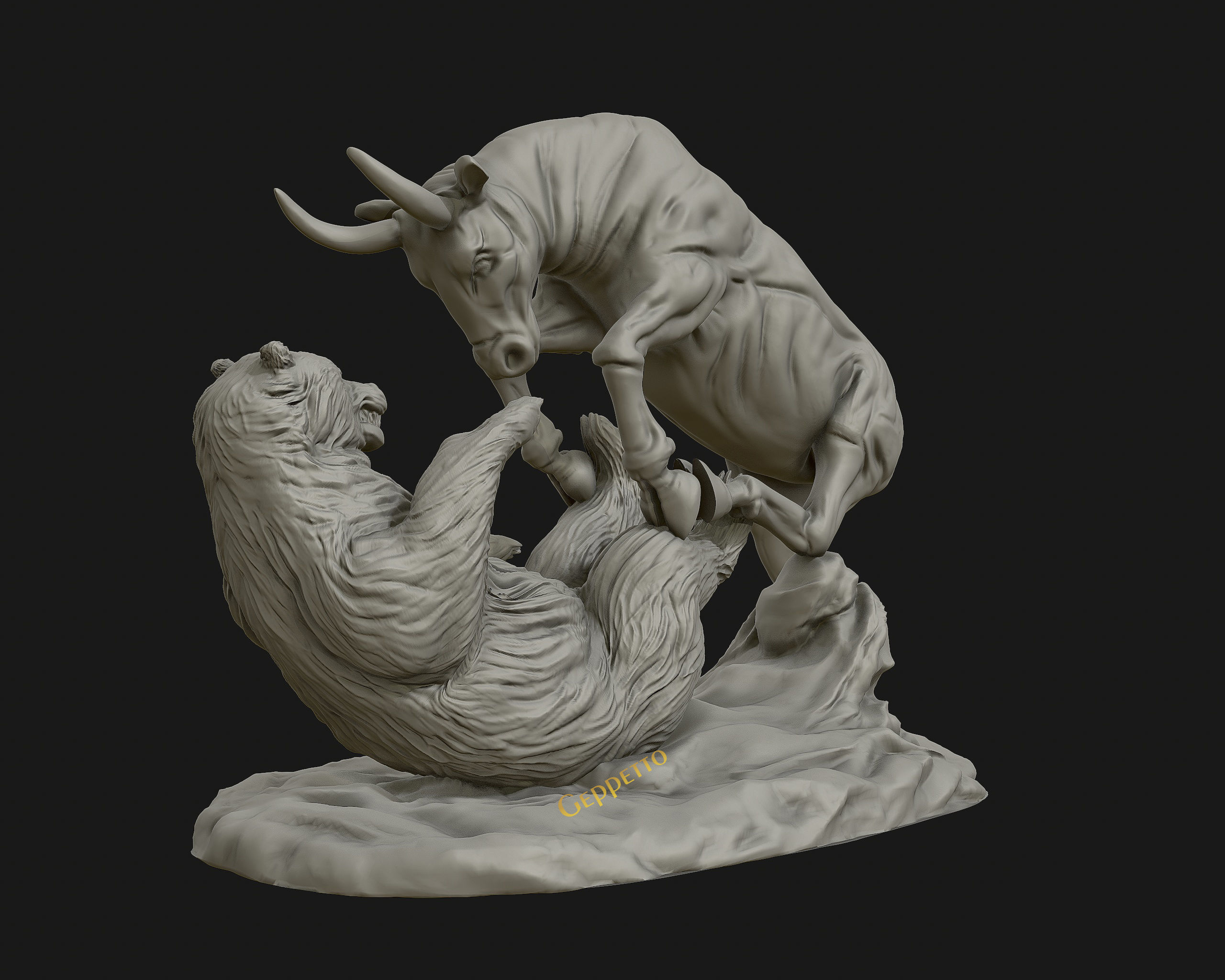 Bull vs Bear sculpture Ready to Print 3D print model_29