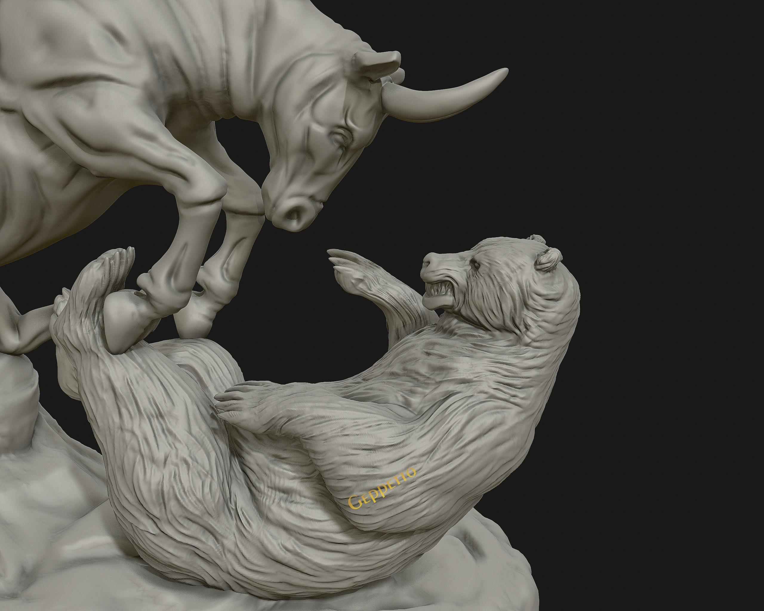 Bull vs Bear sculpture Ready to Print 3D print model_5