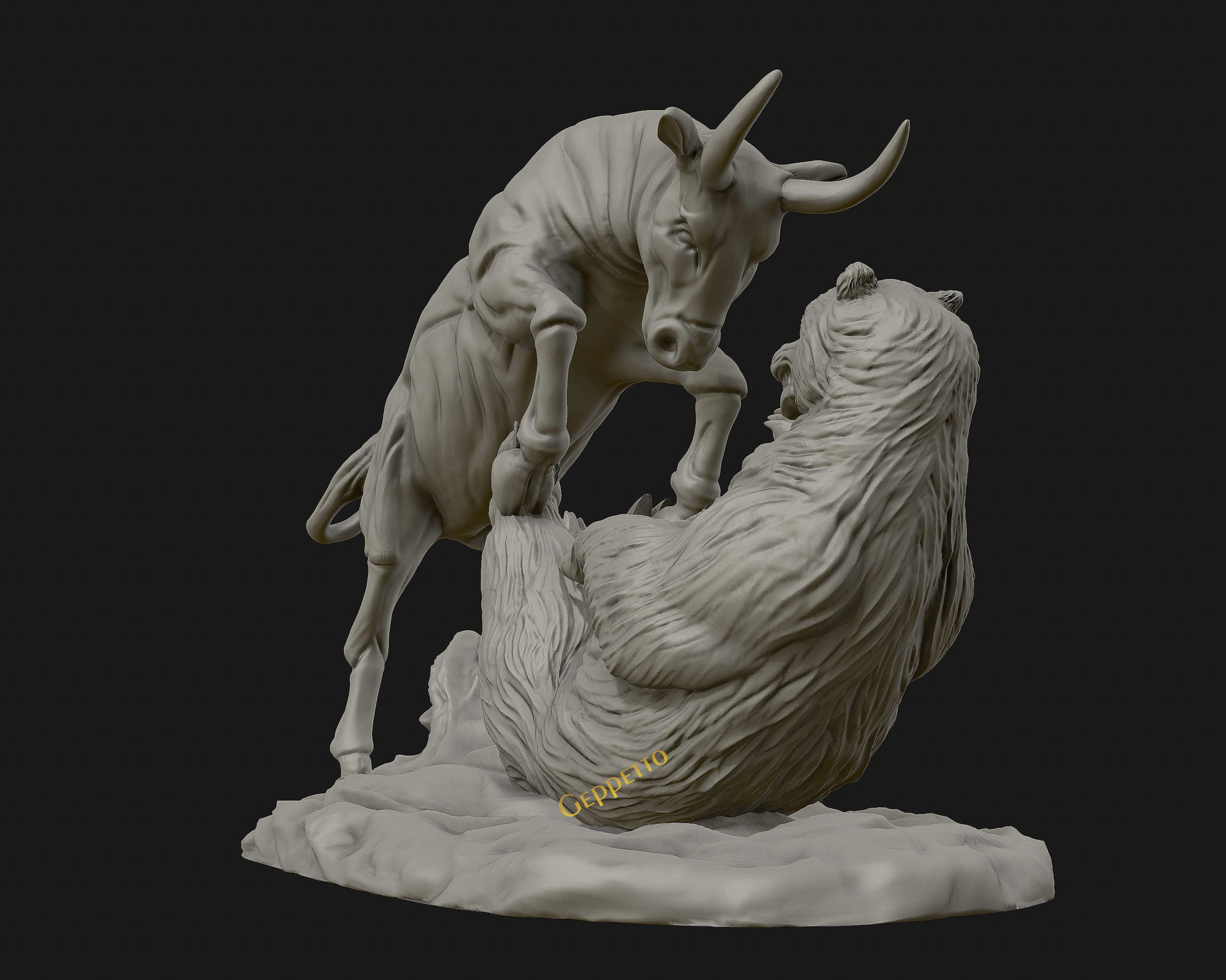 Bull vs Bear sculpture Ready to Print 3D print model_25