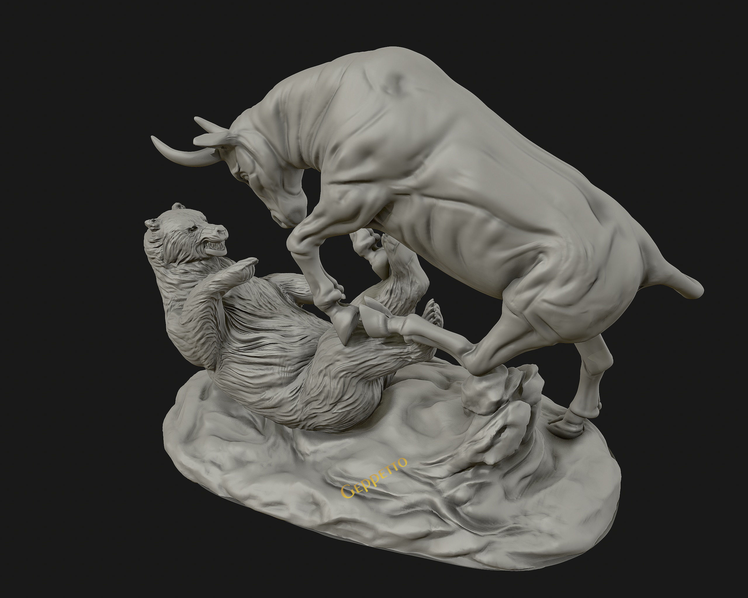 Bull vs Bear sculpture Ready to Print 3D print model_28
