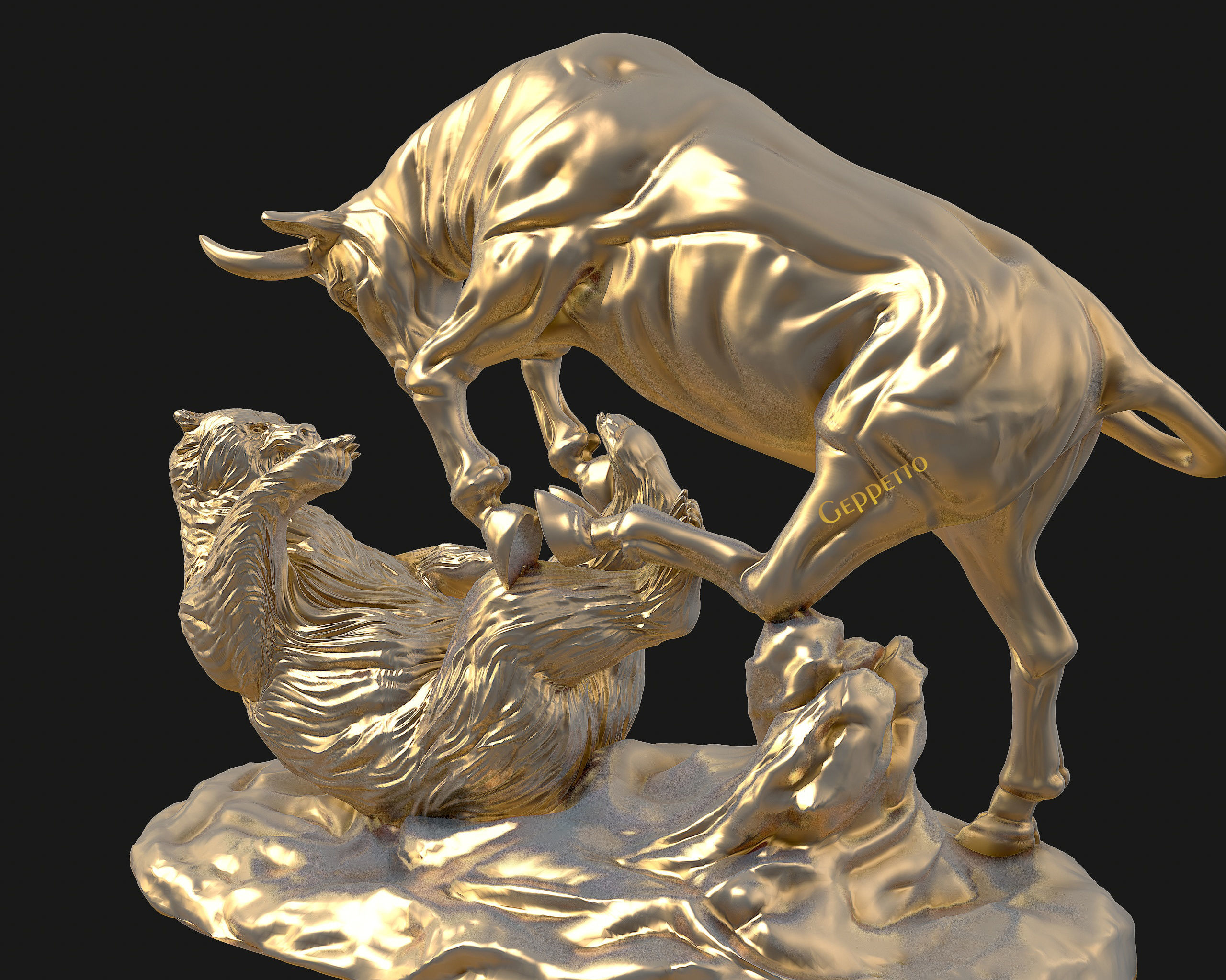 Bull vs Bear sculpture Ready to Print 3D print model_20