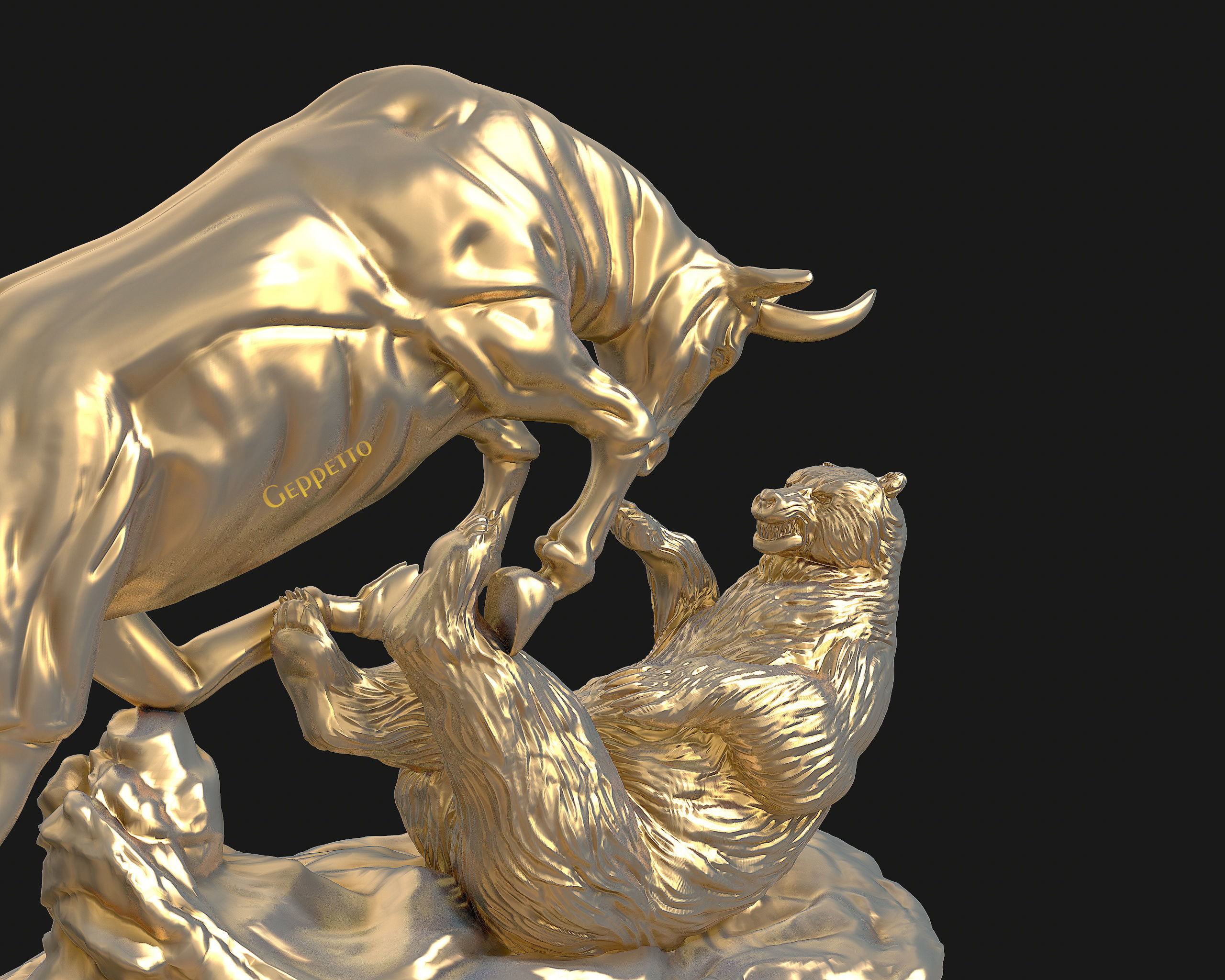 Bull vs Bear sculpture Ready to Print 3D print model_18