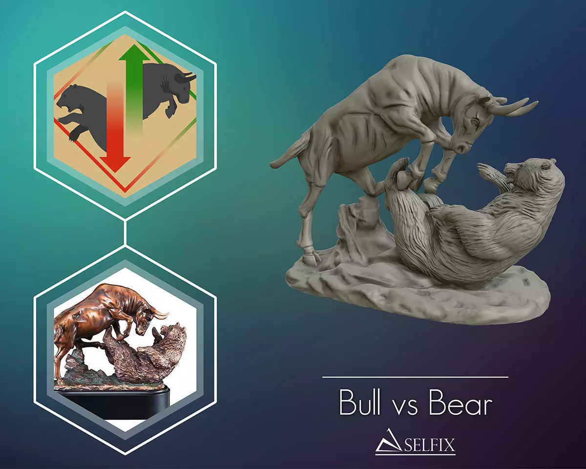 Bull vs Bear sculpture Ready to Print 3D print model_0