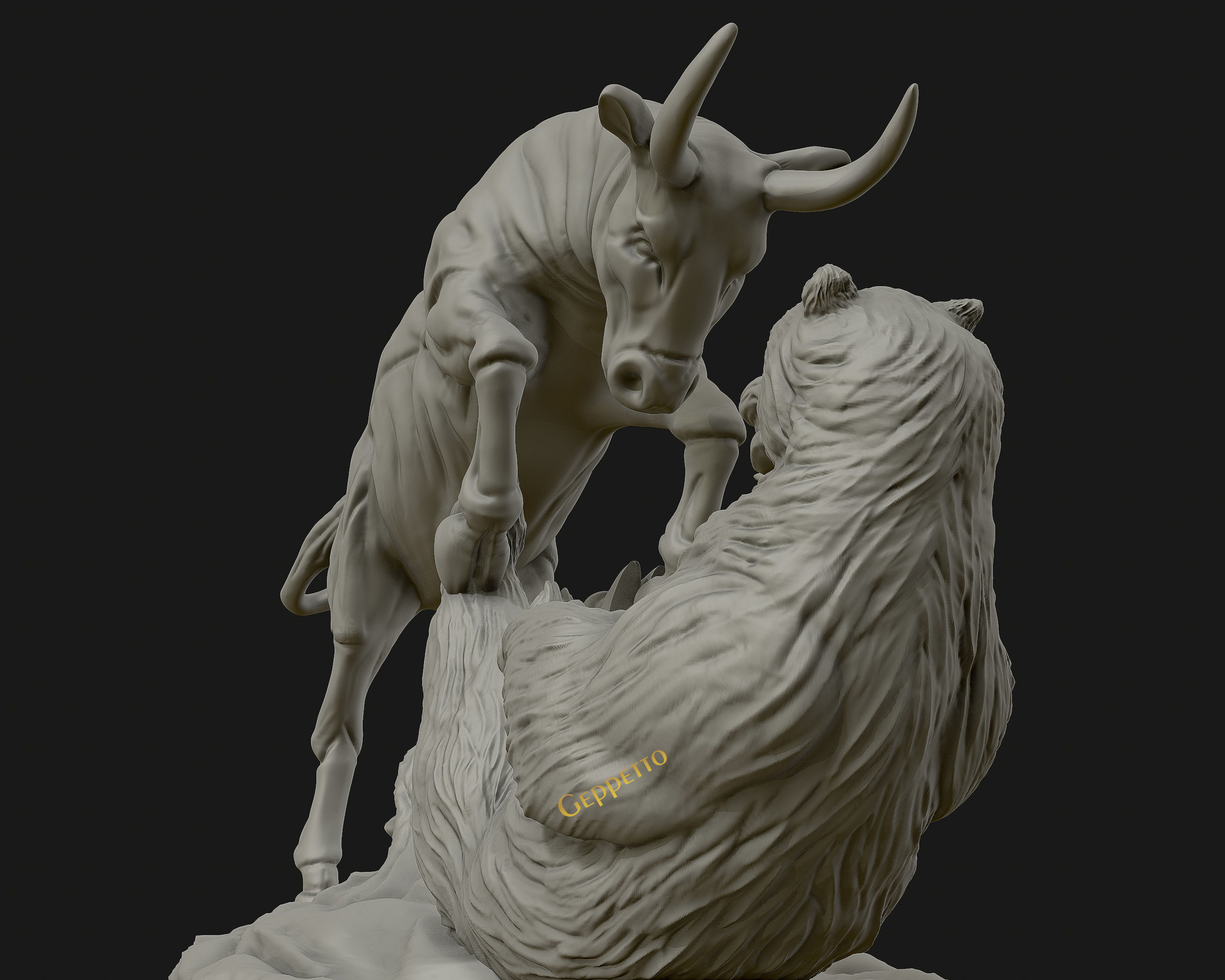 Bull vs Bear sculpture Ready to Print 3D print model_12