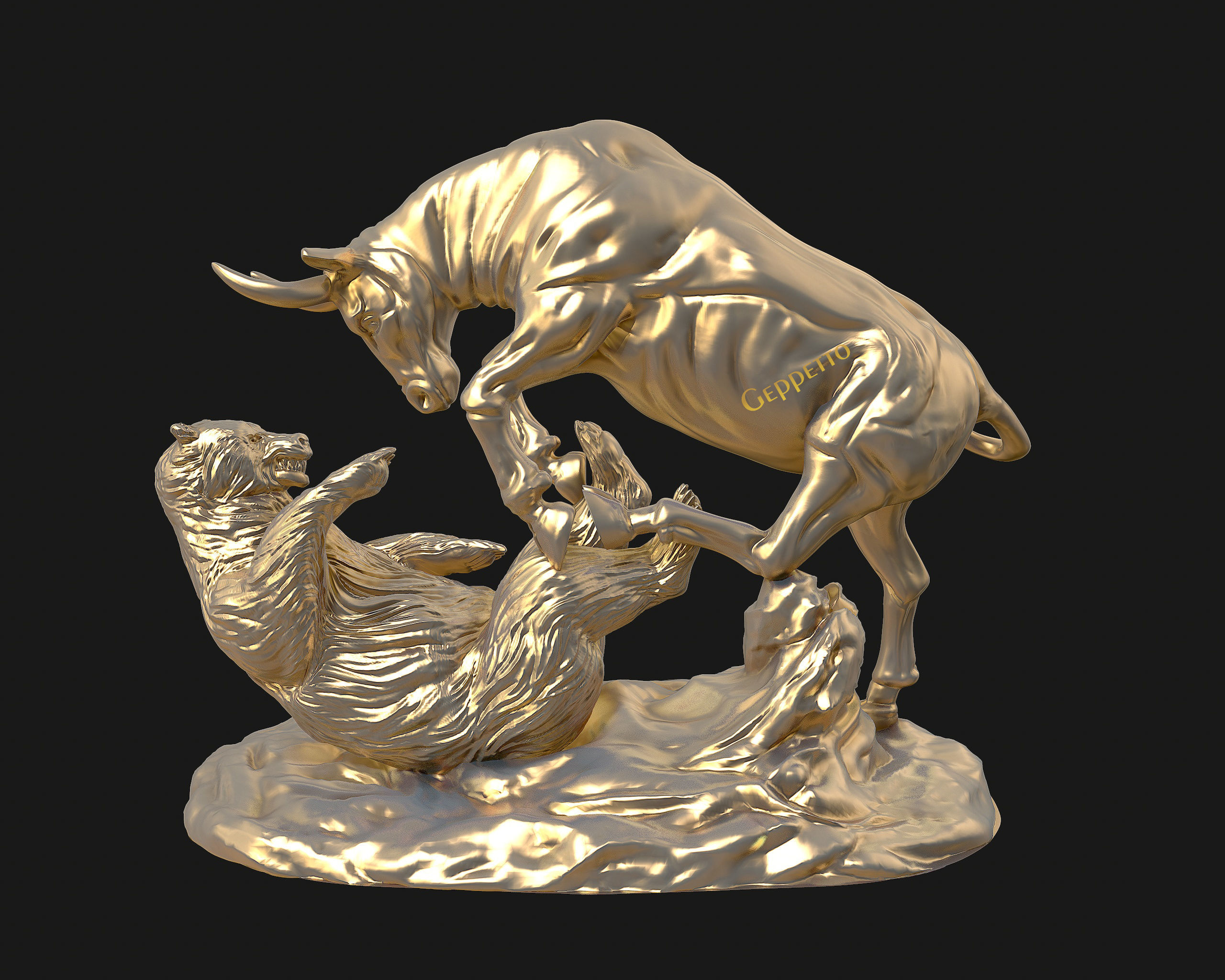 Bull vs Bear sculpture Ready to Print 3D print model_23