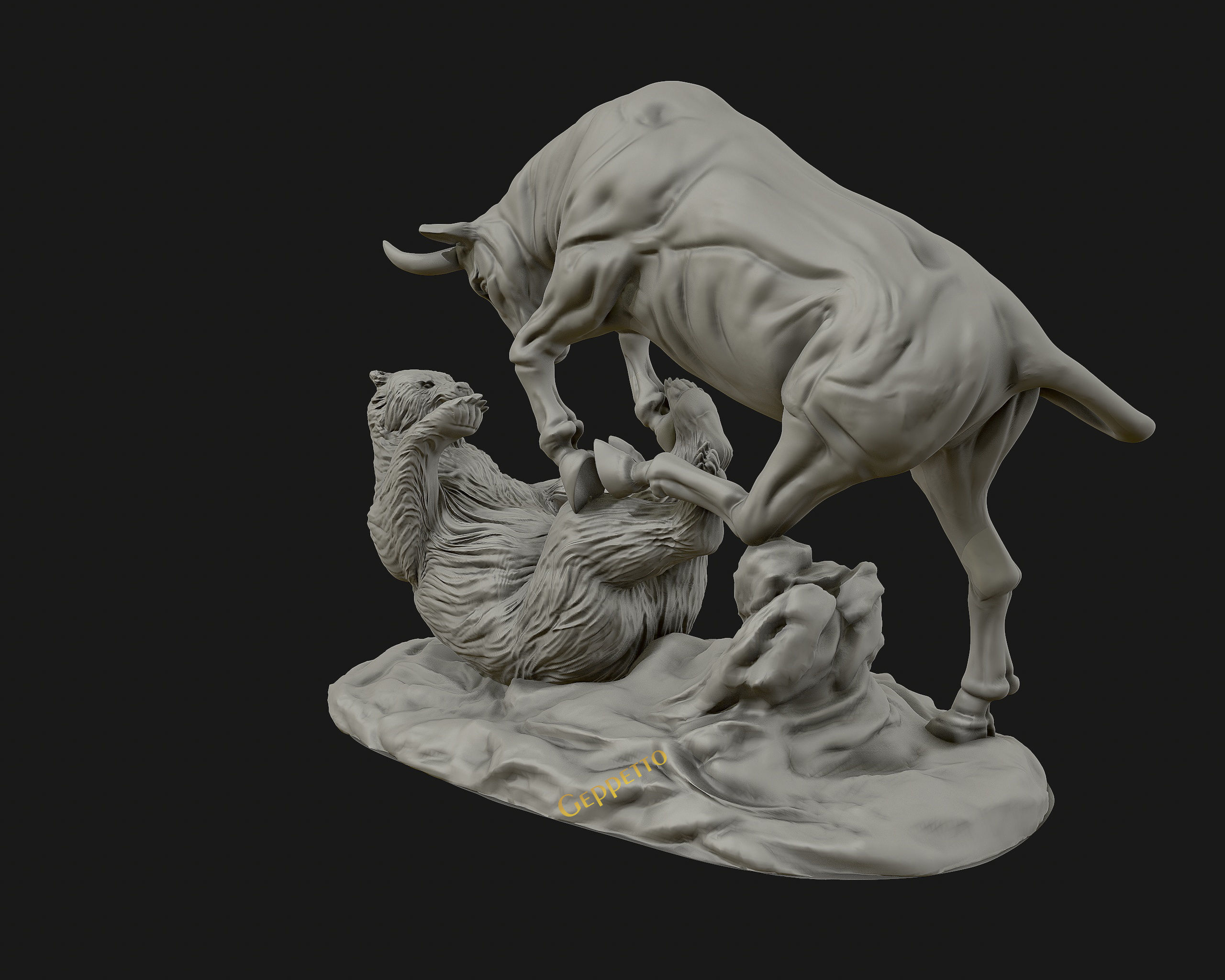 Bull vs Bear sculpture Ready to Print 3D print model_8