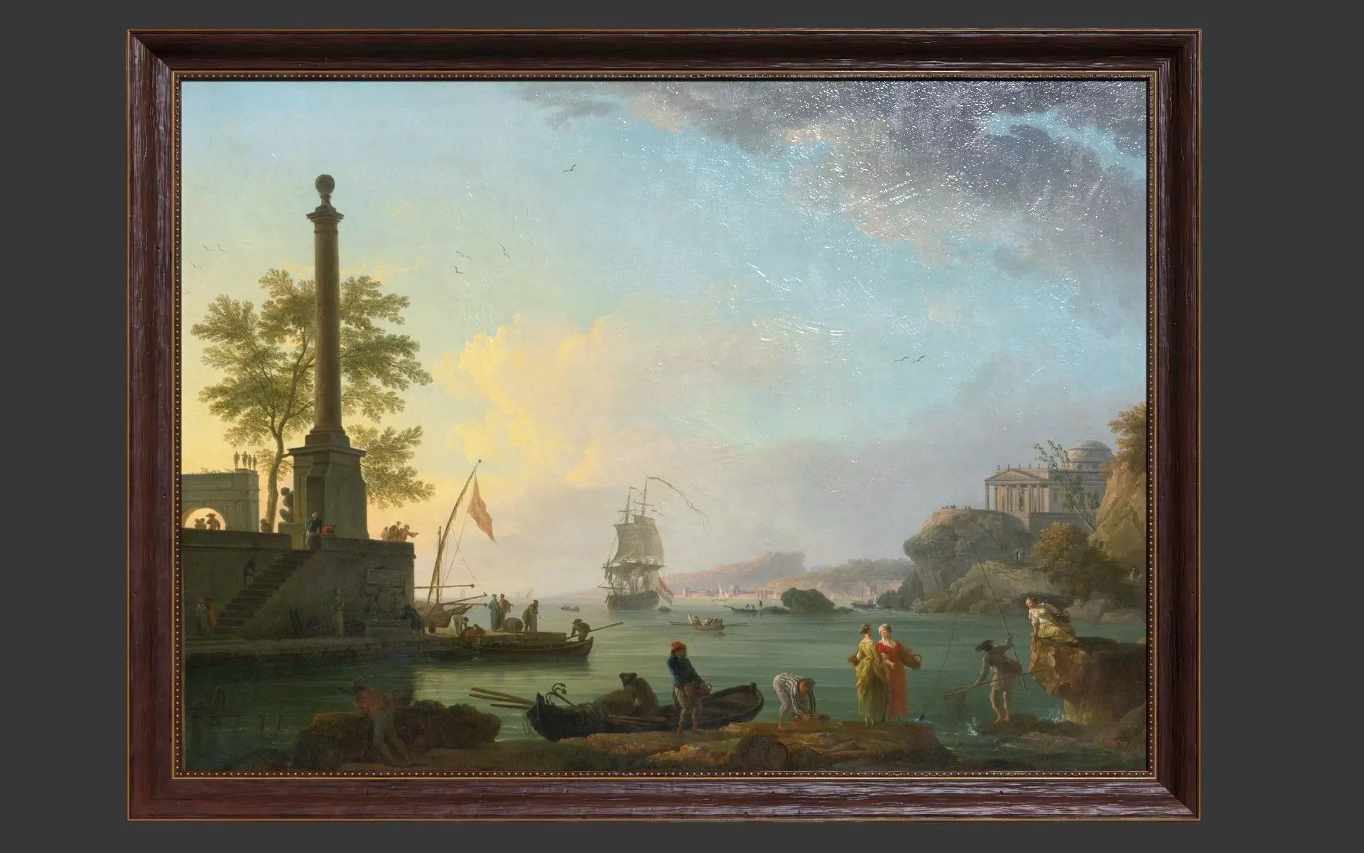 Wooden Frame With Oil Painting Low-poly 3D model