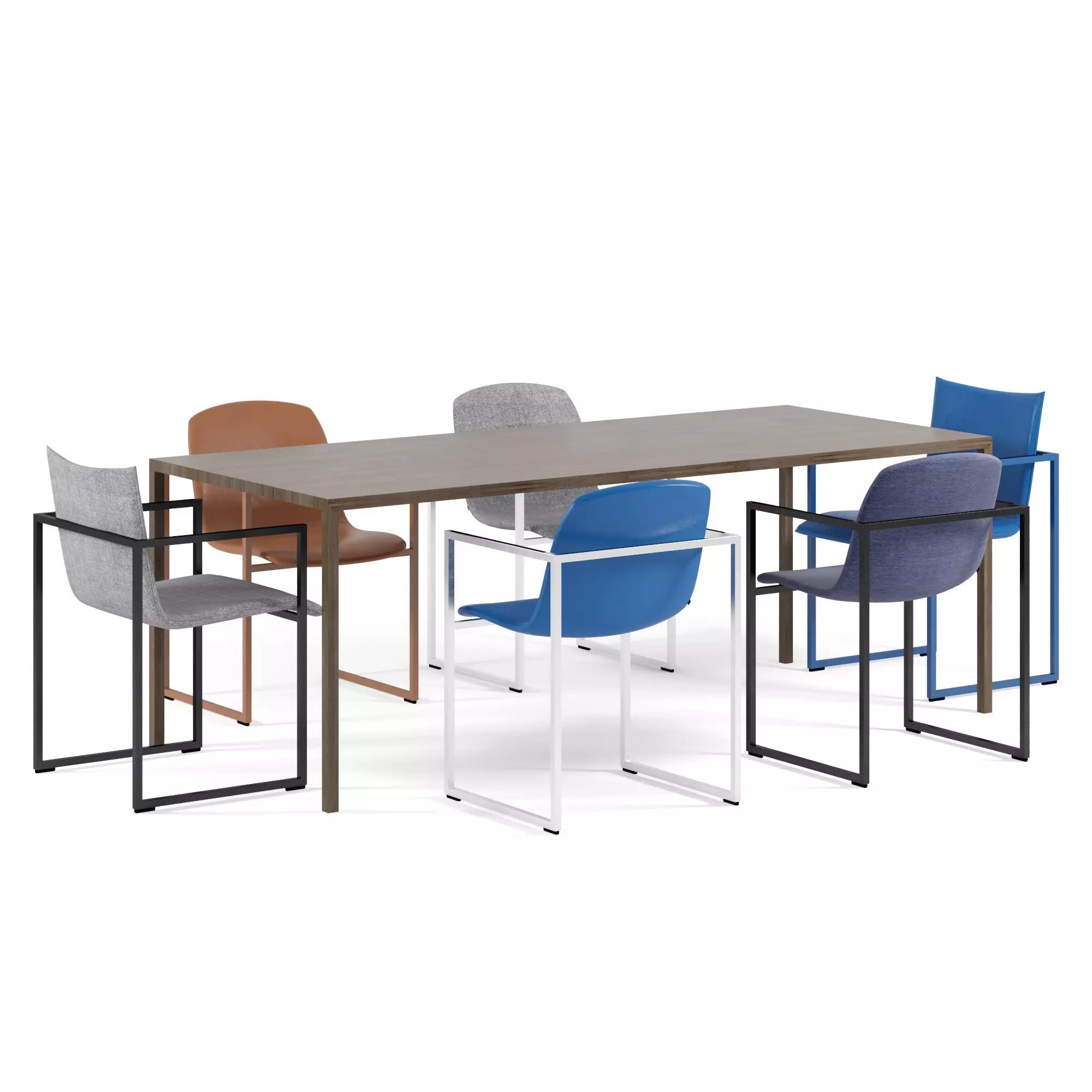 ARCO Frame chairs and Slim table 3D model_0