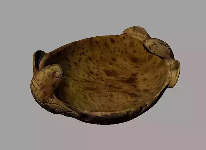 Bowl Model wooden frog Low-poly 3D model