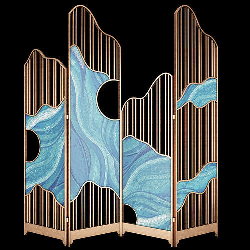 Partition ocean waves room divider 3D model