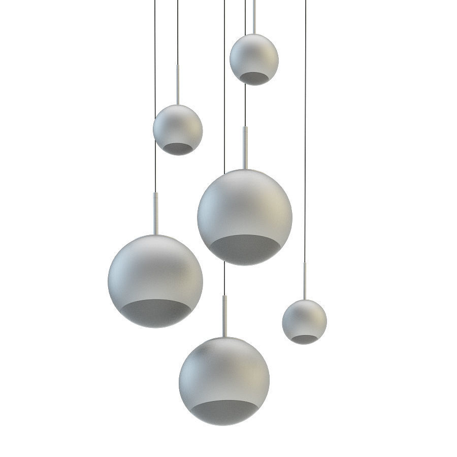 Mirror Ball Pendant Chrome and Gold Light Set 3D model_3