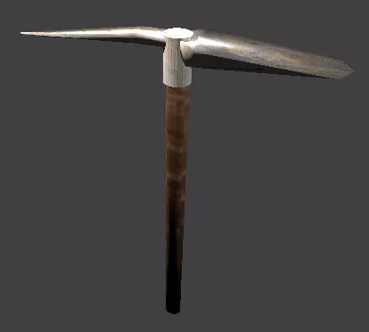 pickaxe metal axe with wooden handle 3D model