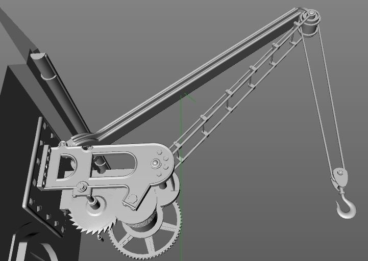 Old port crane on the wall 3D model_9