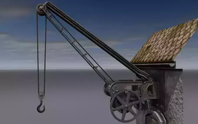 Old port crane on the wall