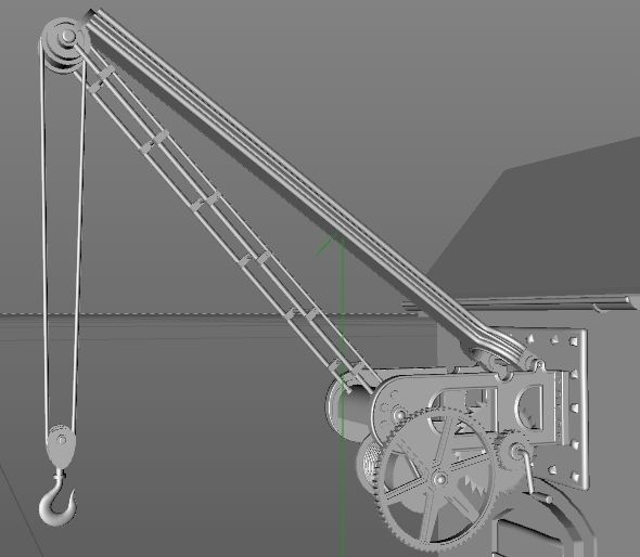 Old port crane on the wall 3D model_10