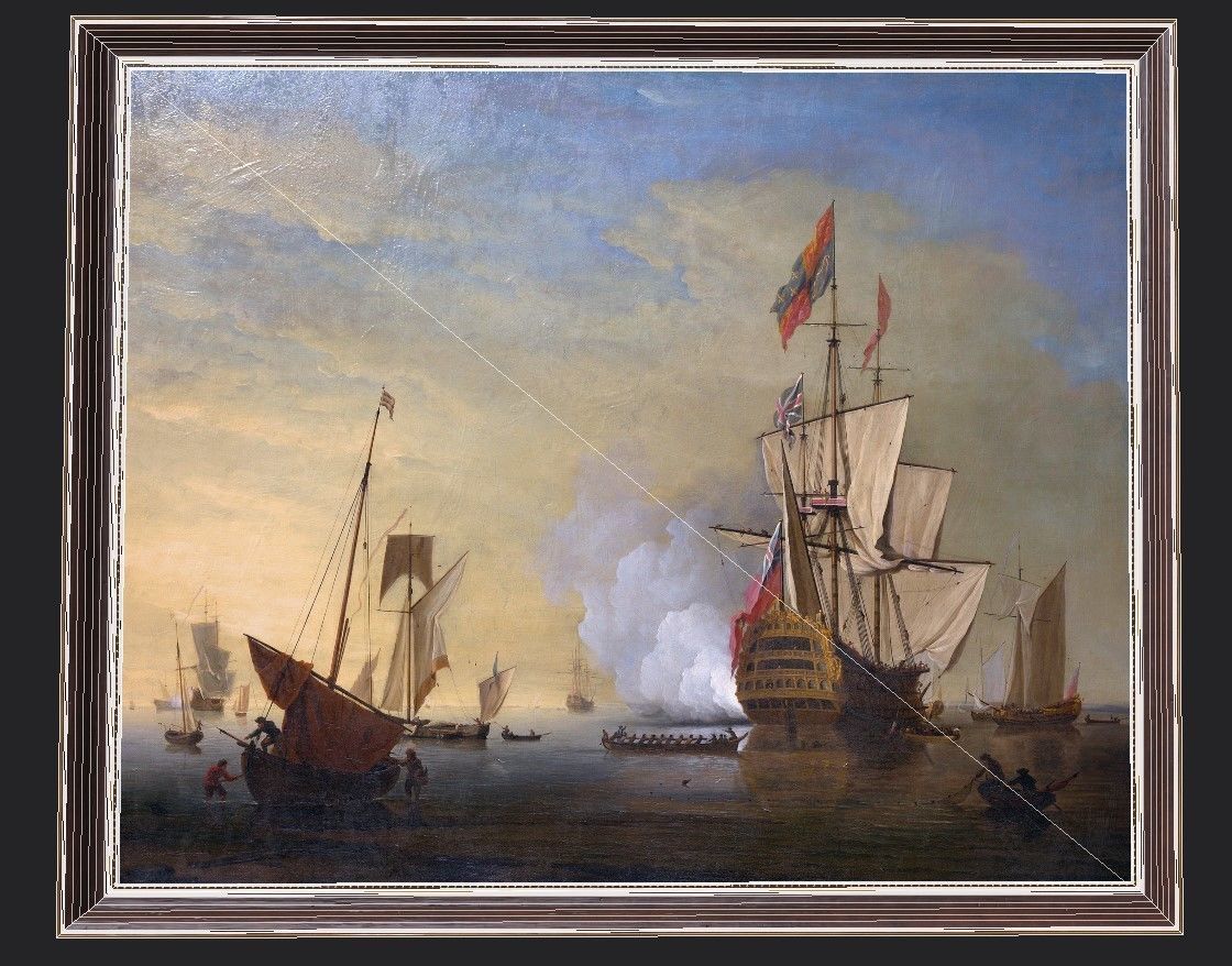 Wooden Frame With Oil Painting Low-poly 3D model_5