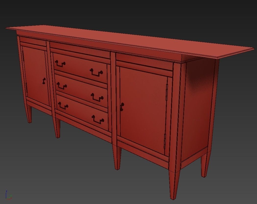 Console 1 sideboard with drawers 3D model_4